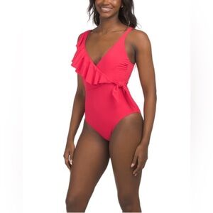 PROFILE BY GOTTEX V-Neck One Piece Swimsuit Size 14